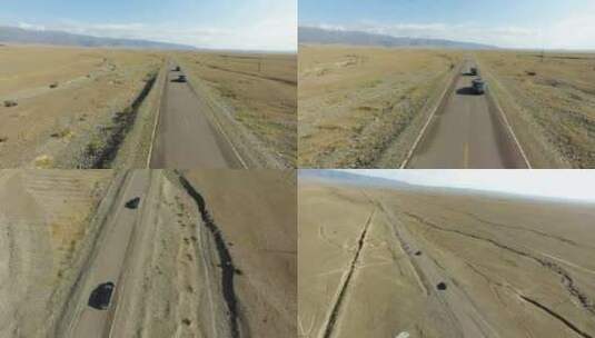 B新疆准噶尔盆地沙漠公路行车1高清在线视频素材下载