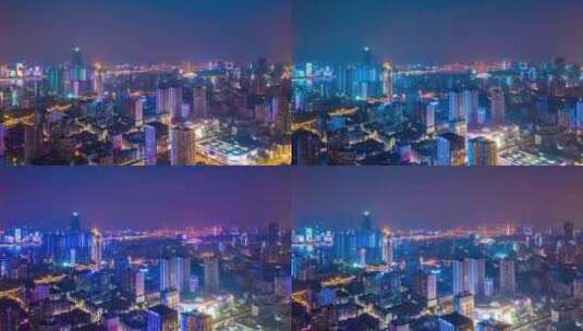 武汉城市夜景航拍风光高清在线视频素材下载