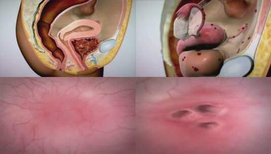 子宫内膜异位症治疗医疗三维机理动画高清在线视频素材下载