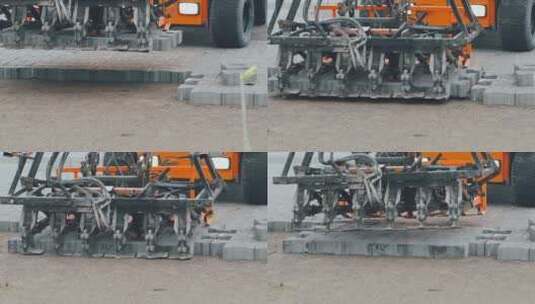 机器自动安装灰色铺路高清在线视频素材下载