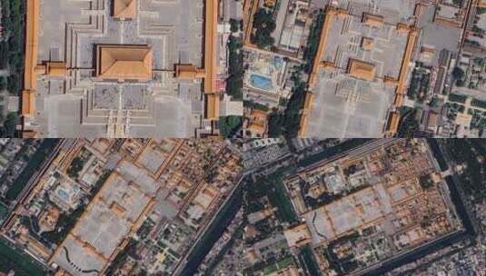 北京故宫卫星视角俯视高清在线视频素材下载