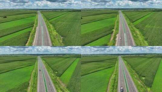 航拍平原高速公路高清在线视频素材下载
