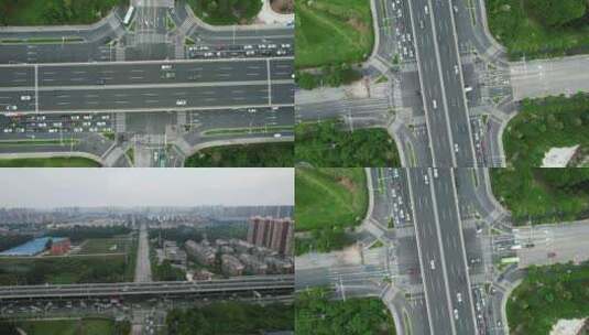 合集城市十字交叉路口交通航拍高清在线视频素材下载
