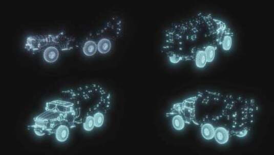 科技感三维军事车辆运输车运兵车动画素材高清在线视频素材下载