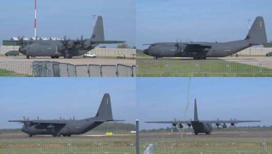 4K稳定：德国空军C-130J大力神运输机高清在线视频素材下载