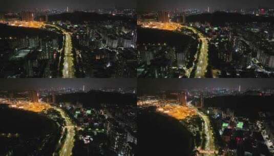 深圳罗湖区夜景航拍高清在线视频素材下载