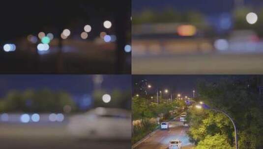 夜晚城市车辆马路穿梭光影夜景高清在线视频素材下载