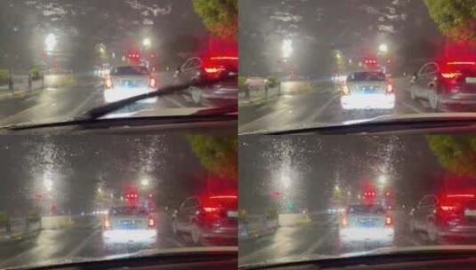 雨夜车窗雨刷道路行车高清在线视频素材下载