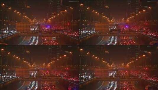 北京晚高峰三环堵车车流高清在线视频素材下载