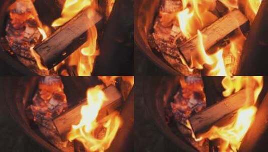 火焰 燃烧 篝火 火苗 木头燃烧高清在线视频素材下载