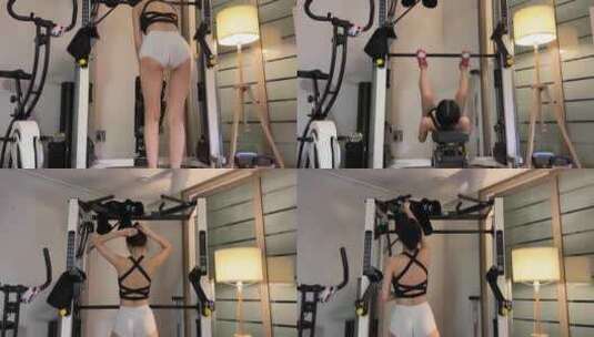 美女在家里健身锻炼有氧运动高清在线视频素材下载
