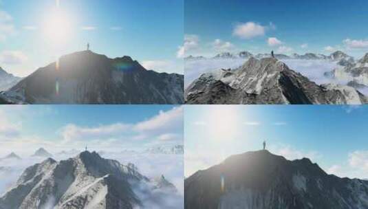 登顶雪山 爬雪山高清在线视频素材下载