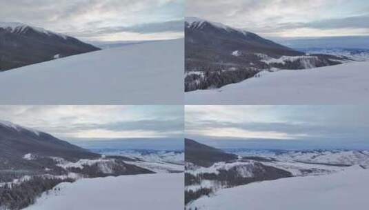 雪山无人机航拍飞跃山峰大气雪景高清在线视频素材下载