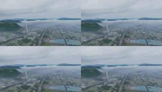 温州平阳田园乡村与平流雾高清在线视频素材下载