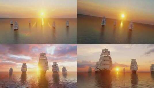 扬帆起航 丝绸之路 古代帆船高清在线视频素材下载