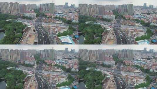 佛山禅城区城市交通建筑航拍高清在线视频素材下载