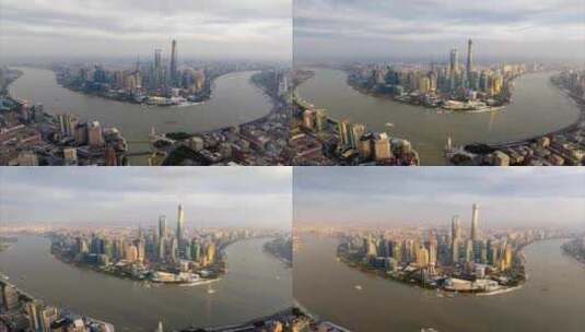 （延时）上海外滩陆家嘴东方明珠航拍高清在线视频素材下载