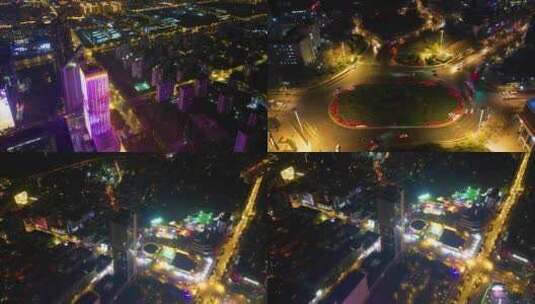 南京市市区马路车流夜景航拍延时高清在线视频素材下载