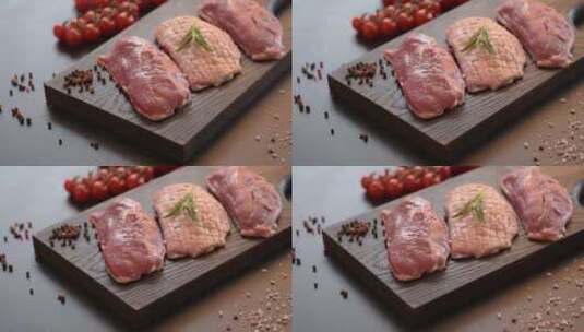 新鲜的猪肉块 牛肉块高清在线视频素材下载