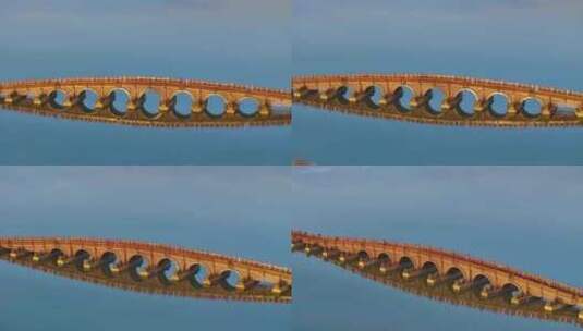 航拍昆明东风坝七孔浮桥高清在线视频素材下载