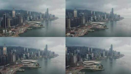 航拍香港维多利亚港高清在线视频素材下载