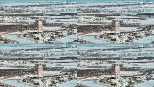 雪中古塔 魁星塔高清在线视频素材下载