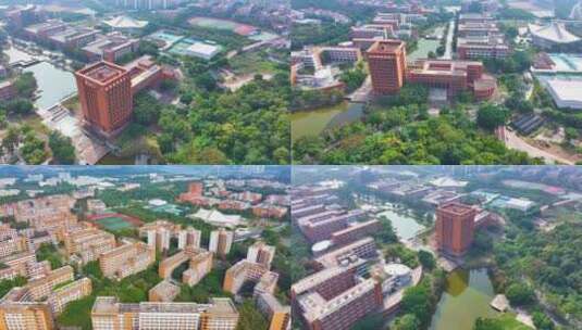 华南理工大学大学城校区航拍校园广州风景风高清在线视频素材下载