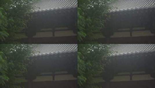 雨天惊蛰屋檐下雨雨水谷雨挂建筑禅意古风高清在线视频素材下载