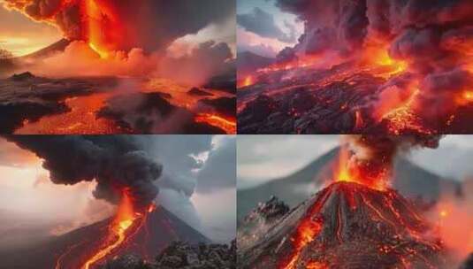 末日活火山爆发喷发自然灾害ai素材原创动高清在线视频素材下载