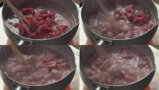 小锅水抄生牛肉高清在线视频素材下载