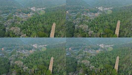 浙江台州国清寺天台山寺庙航拍高清在线视频素材下载