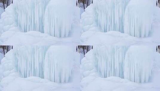 壮观的冰柱雪景高清在线视频素材下载