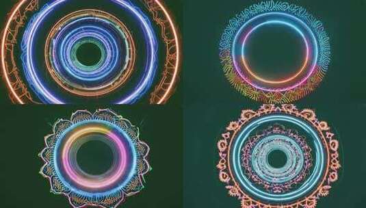 彩色霓虹线条环形背景素材高清在线视频素材下载