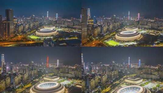 深圳市体育中心夜景6K航拍延时高清在线视频素材下载