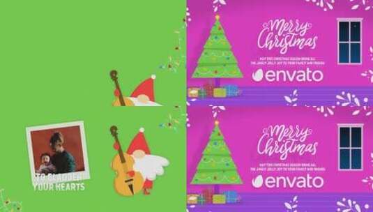 圣诞清新彩色卡通动态视频AE模板高清AE视频素材下载