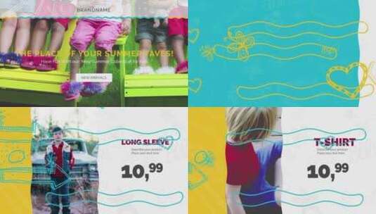动态彩色图形儿童店内促销展示AE模板高清AE视频素材下载
