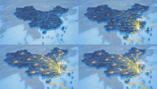 揭阳市惠来县辐射全国网络地图ae模板高清AE视频素材下载