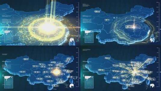 武汉江辐射地图高清AE视频素材下载