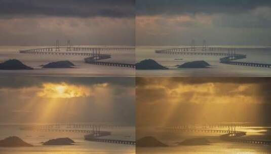 【8K】【60fps】港珠澳大桥壮丽日出延时高清在线视频素材下载