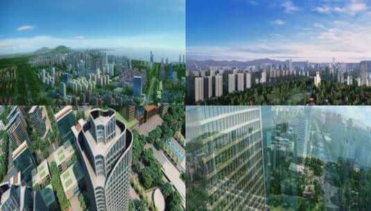三维城市建筑生长漫游动画科技新城高清在线视频素材下载