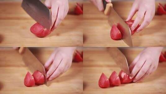 西红柿番茄刀工切美食 (3)高清在线视频素材下载