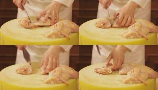 厨师拆解切分鸡肉 (2)高清在线视频素材下载