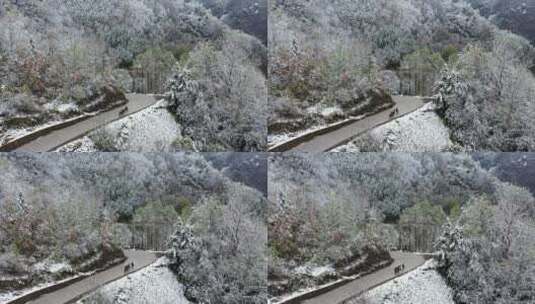 航拍重庆大巴山冬季雪山冰雪风光雪景高清在线视频素材下载