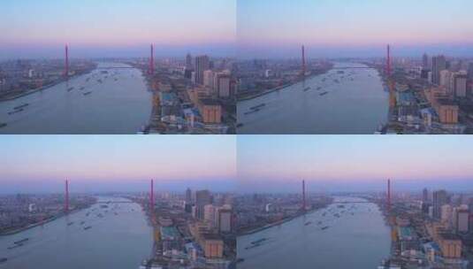 航拍上海杨浦大桥渔人码头高清在线视频素材下载