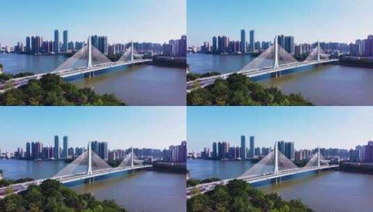 广东省广州市市中心城市天际线风光航拍高清在线视频素材下载