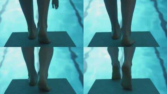 女游泳运动员跳水特写镜头高清在线视频素材下载