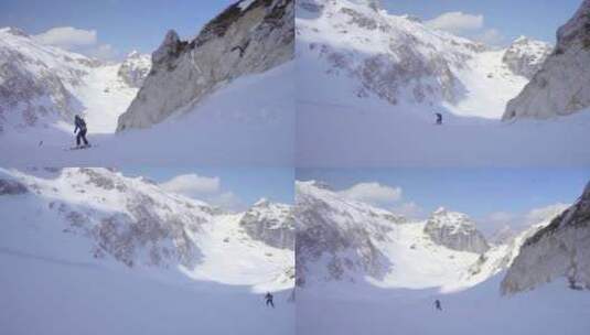 阿尔卑斯山滑雪者高清在线视频素材下载