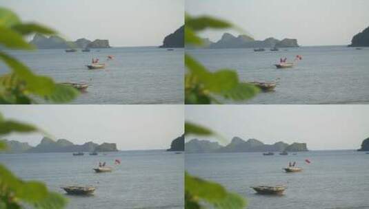 下龙湾的越南船只高清在线视频素材下载