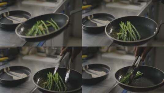 厨师用盘子摆上芦笋跟柠檬高清在线视频素材下载