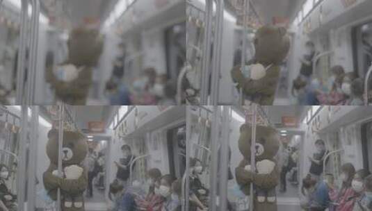 地铁上的小熊，温馨时刻log素材高清在线视频素材下载